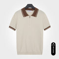 Men's Trendy Color-Block Cool Polo Shirt Summer Mesh-Textured Slim-Fit Short Sleeve