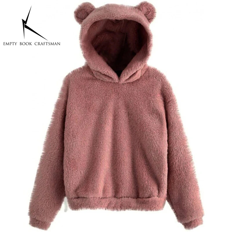 Women's Rabbit Ear Plush Hoodie