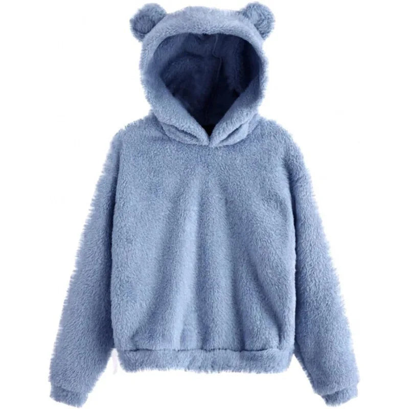 Women's Rabbit Ear Plush Hoodie