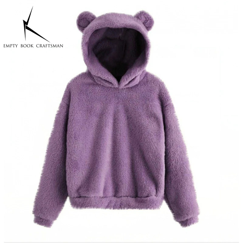 Women's Rabbit Ear Plush Hoodie