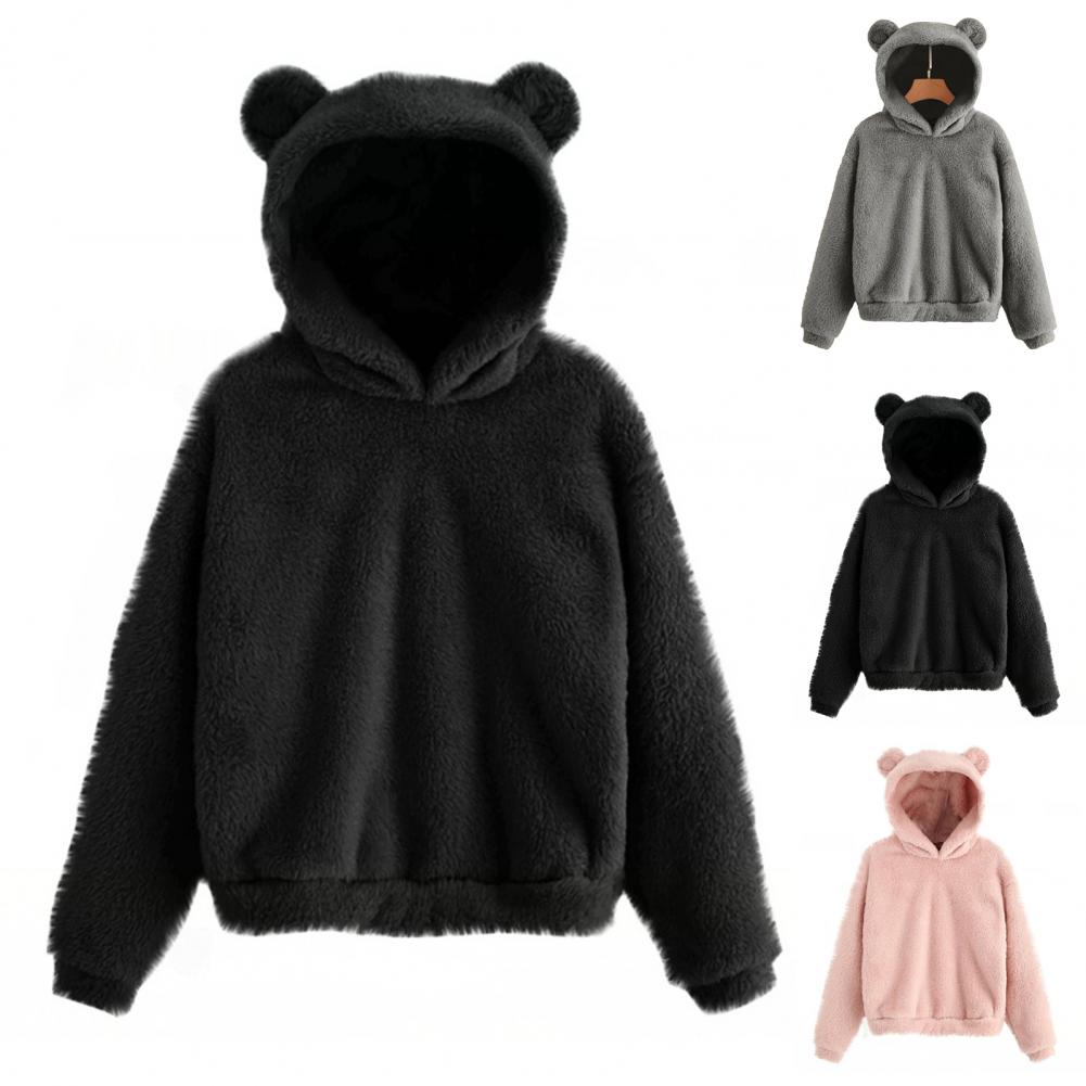 Women's Rabbit Ear Plush Hoodie