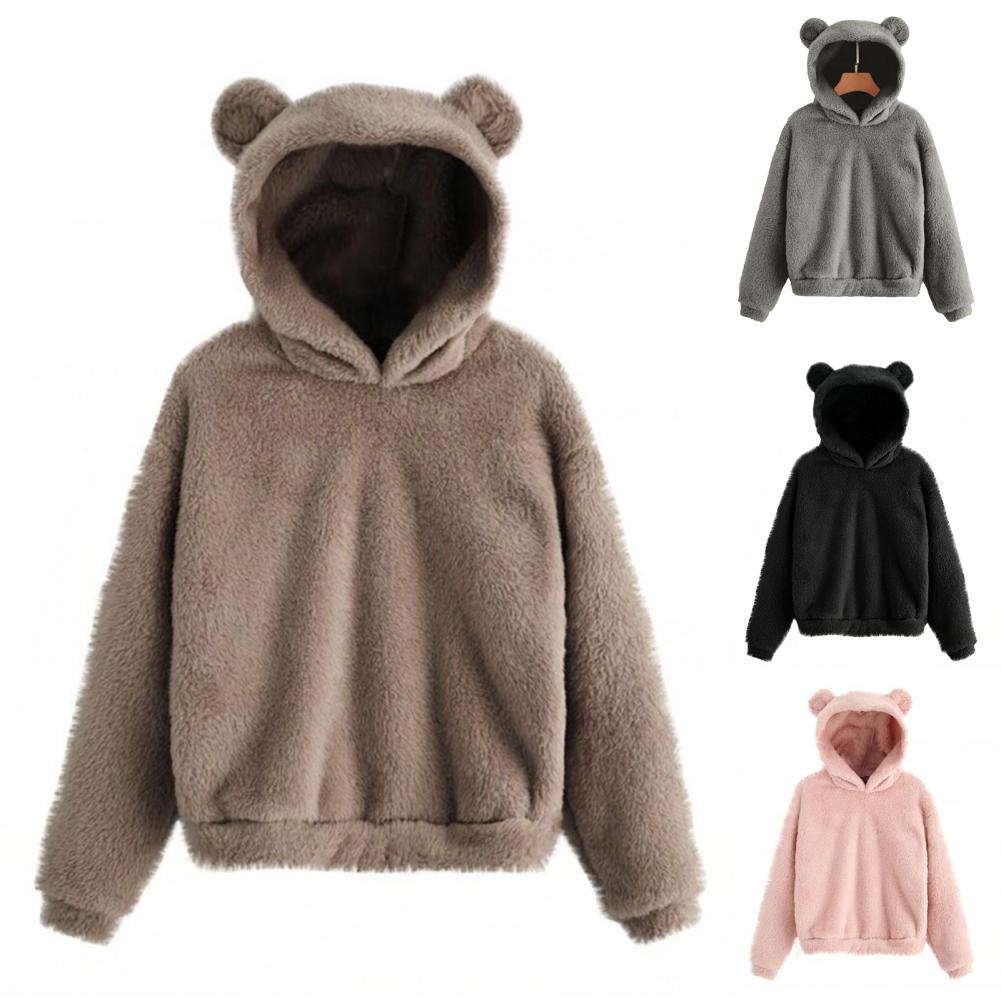 Women's Rabbit Ear Plush Hoodie