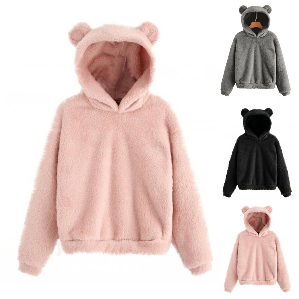 Women's Rabbit Ear Plush Hoodie