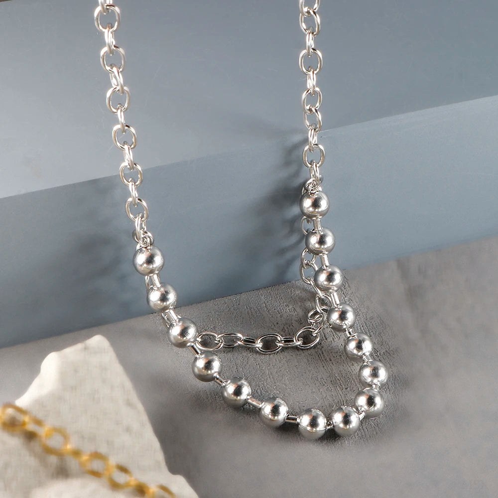 Gold Ball Chain Pendant Choker