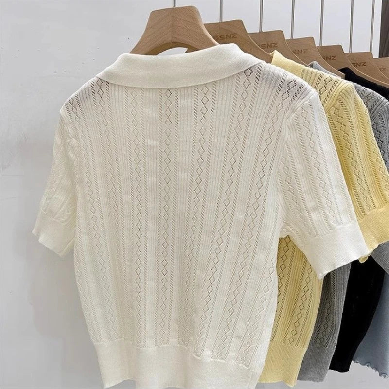 Women's Hollow Knit T-Shirt