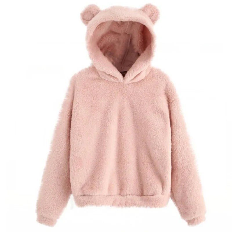 Women's Rabbit Ear Plush Hoodie