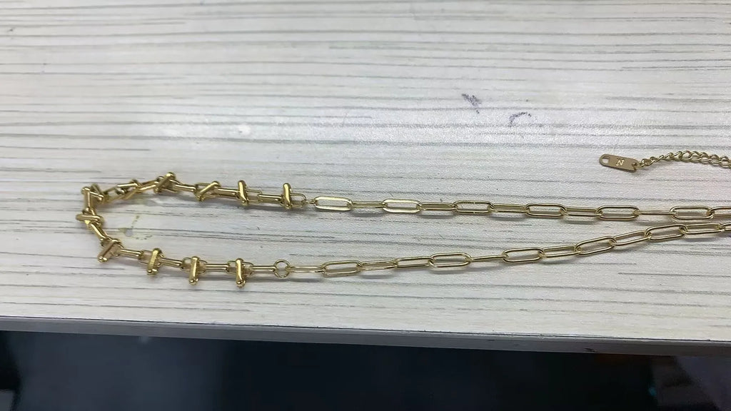 Gold Ball Chain Pendant Choker