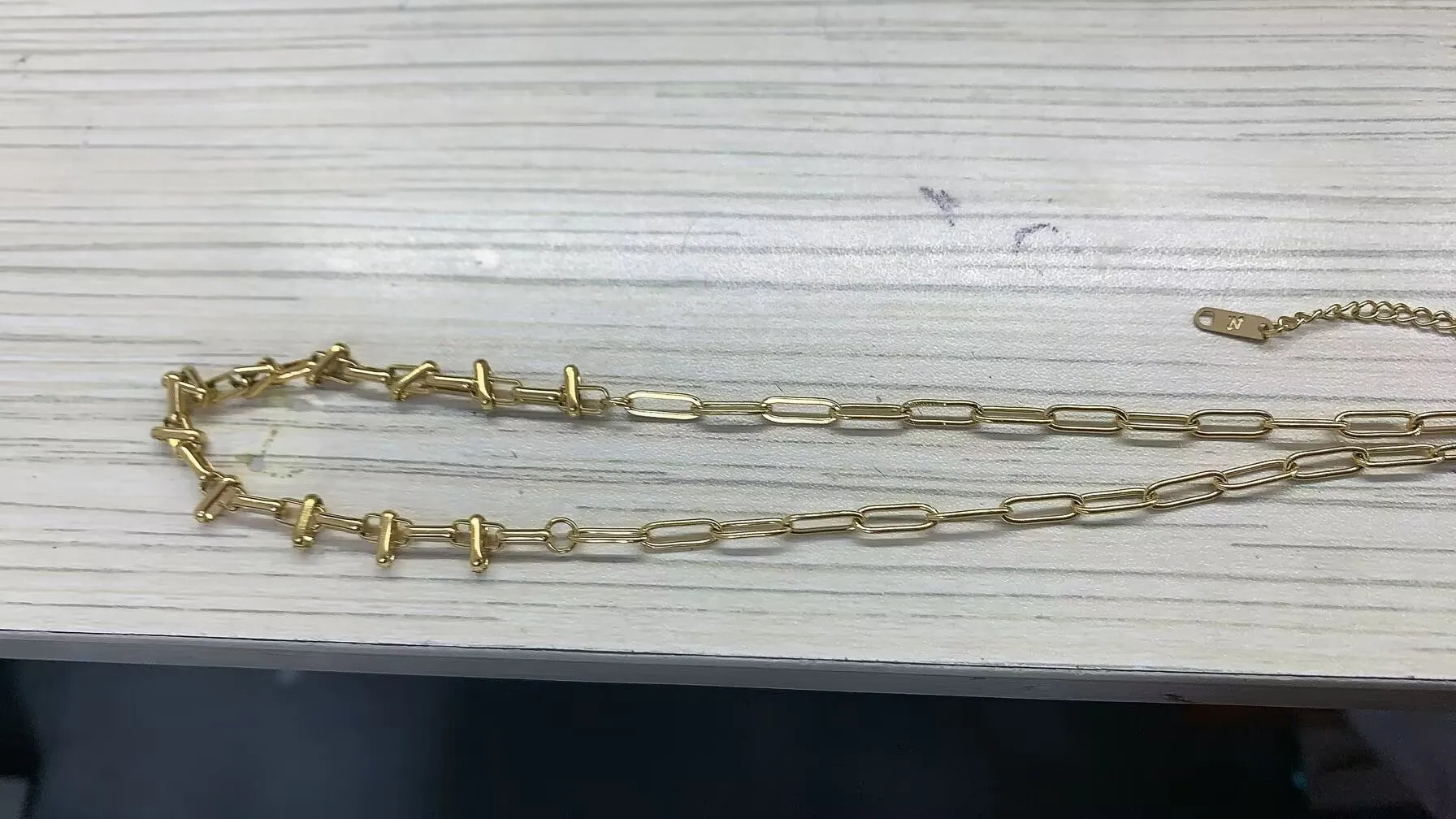 Gold Ball Chain Pendant Choker