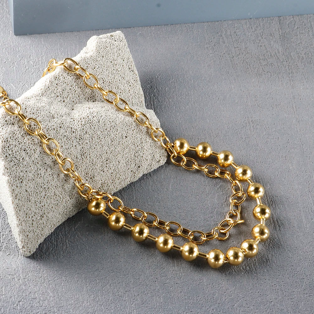 Gold Ball Chain Pendant Choker
