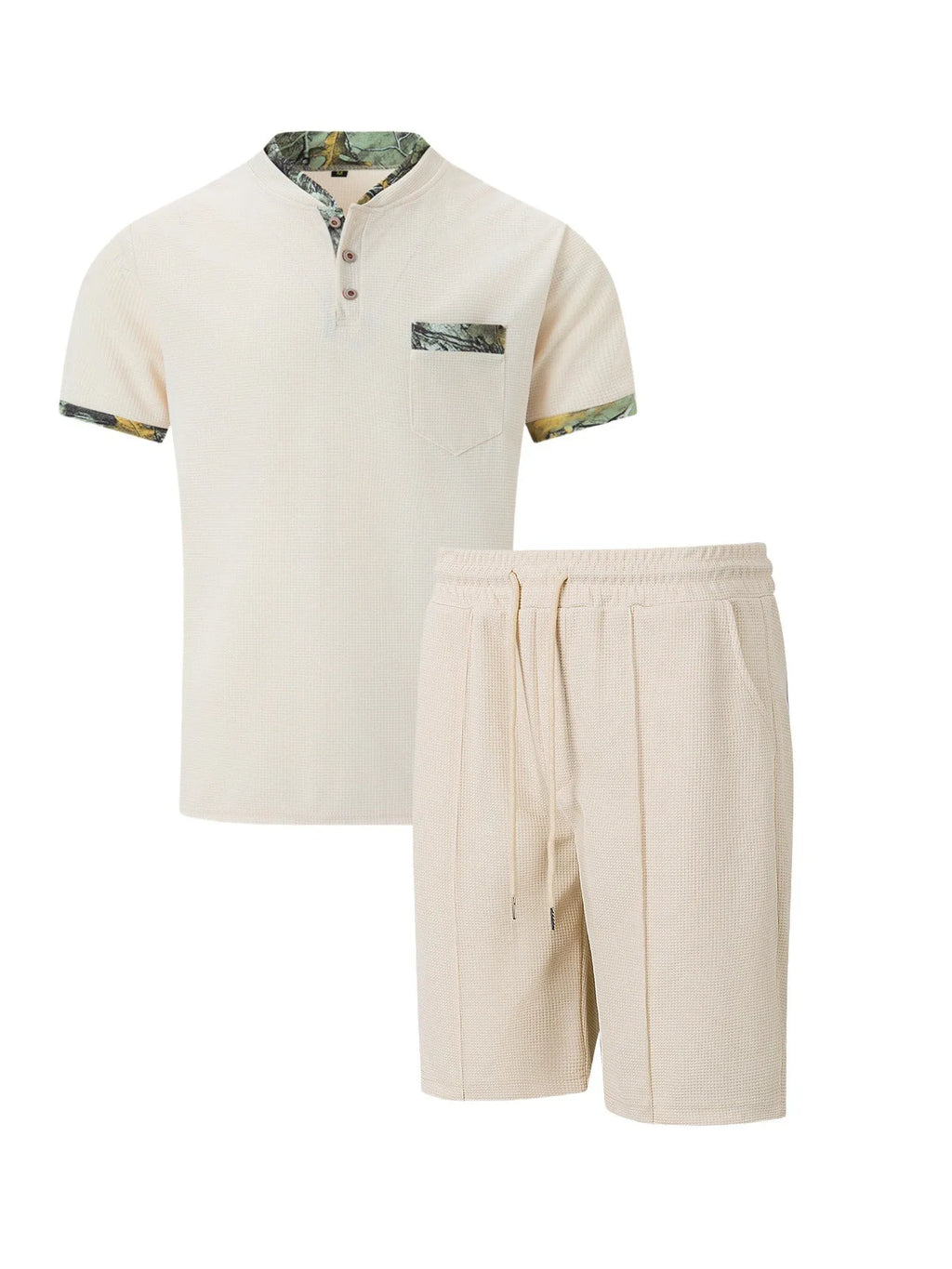 Men's Waffle Zip-Up Short Set