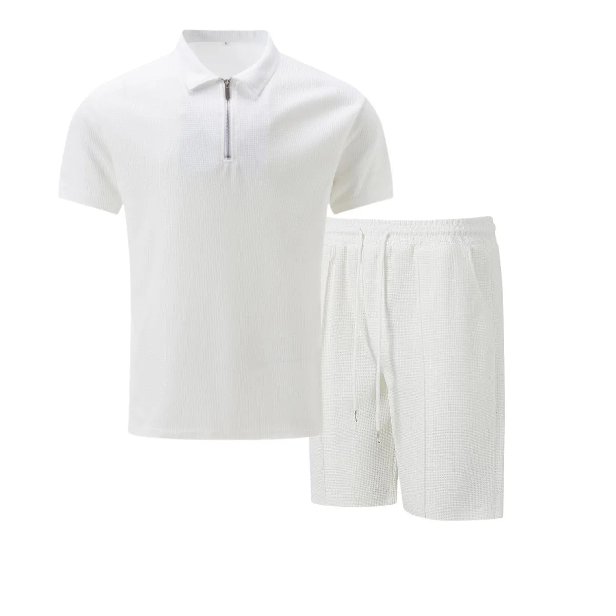 Men's Waffle Zip-Up Short Set