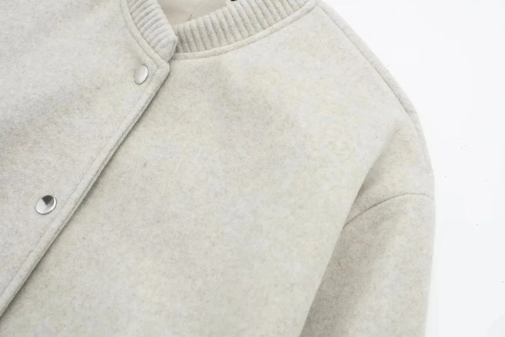 Women's Cropped Wool Bomber Jacket