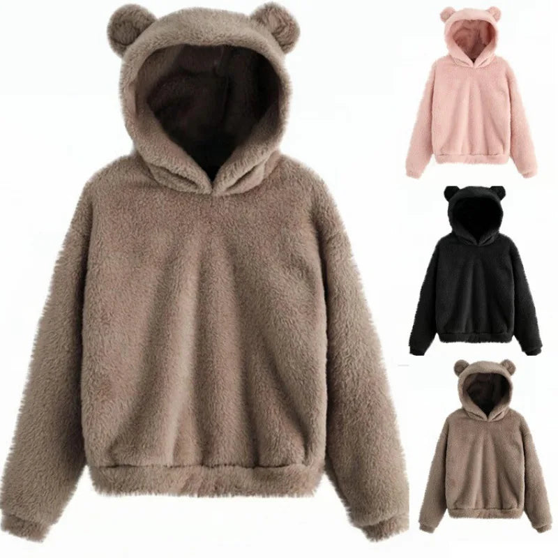 Women's Rabbit Ear Plush Hoodie