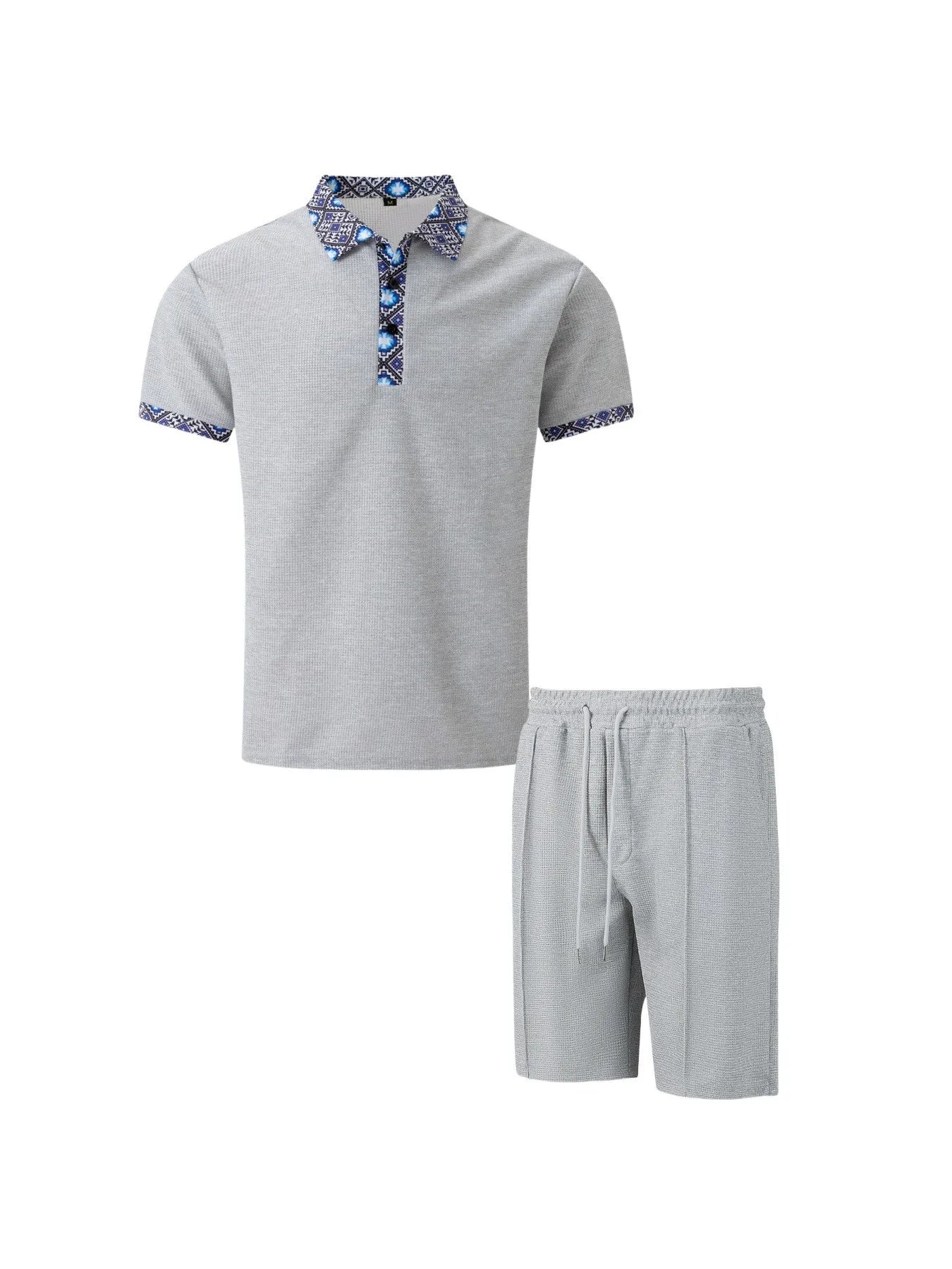 Men's Waffle Zip-Up Short Set
