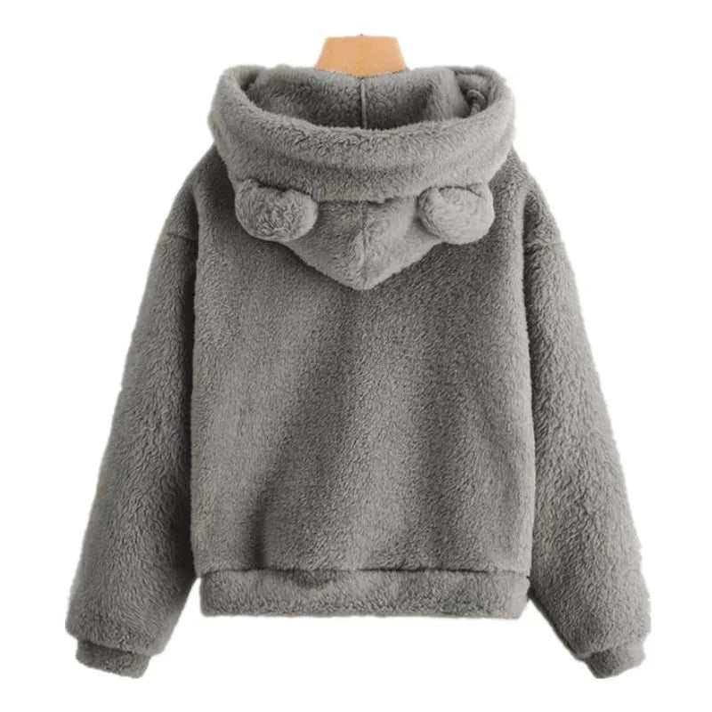Women's Rabbit Ear Plush Hoodie