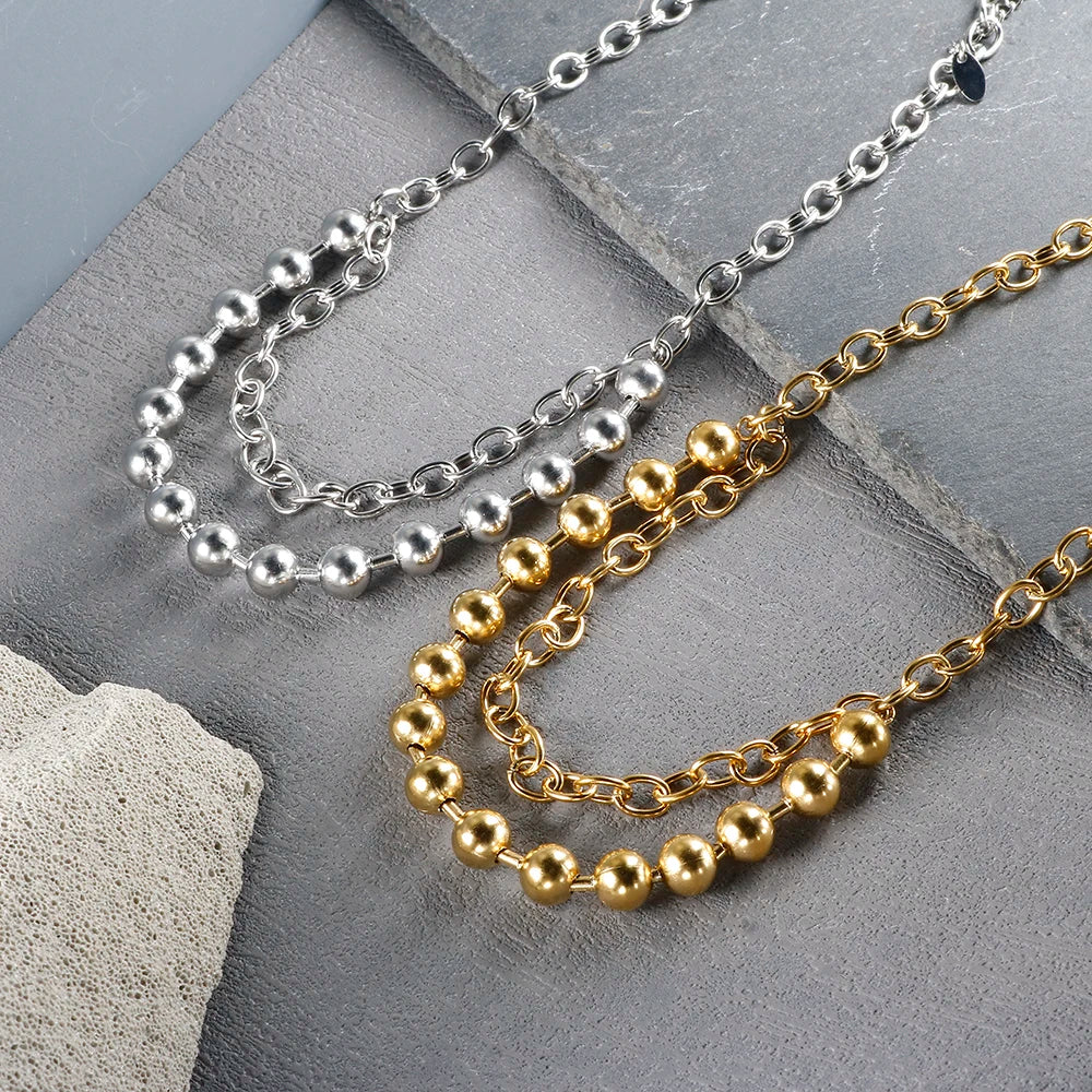 Gold Ball Chain Pendant Choker