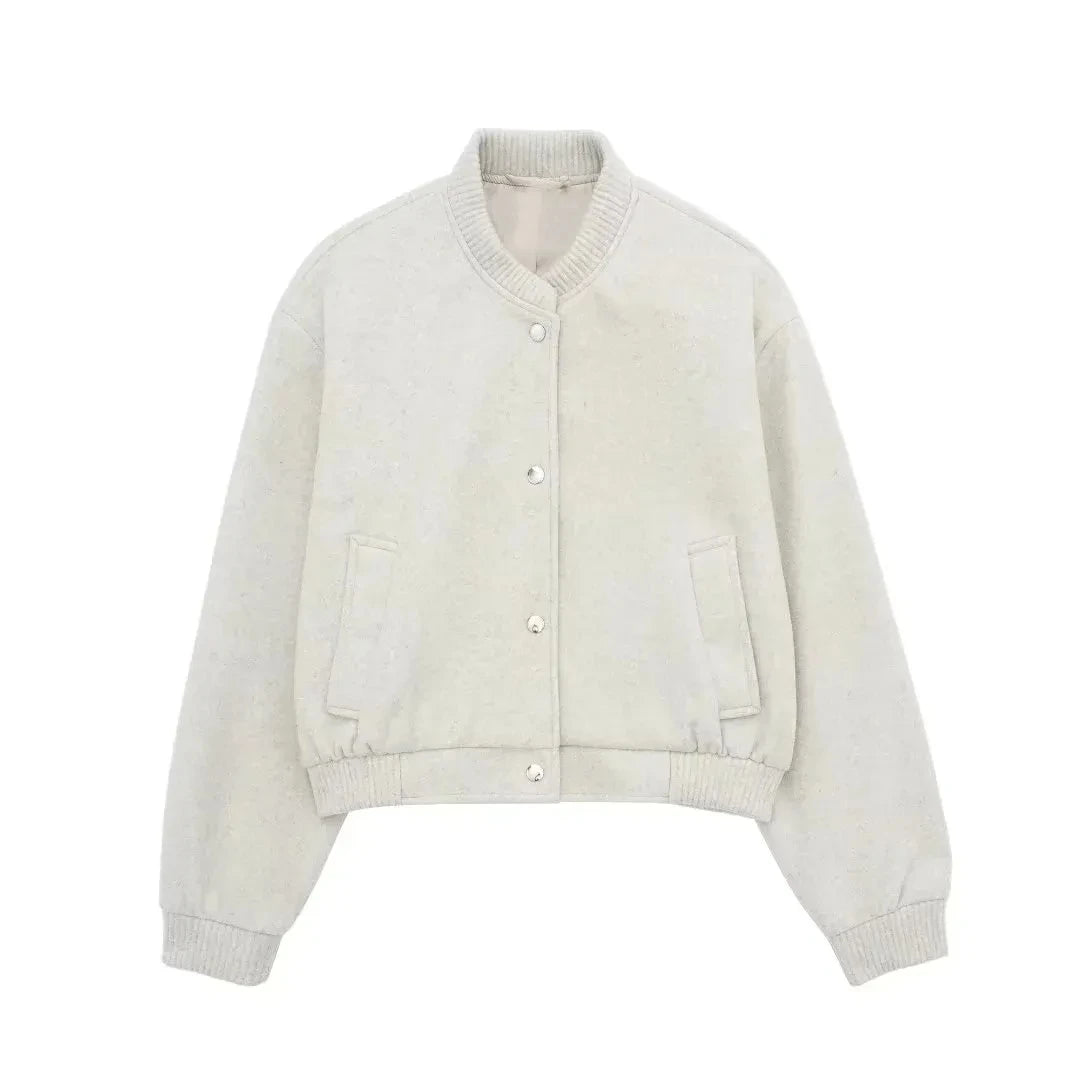 Women's Cropped Wool Bomber Jacket