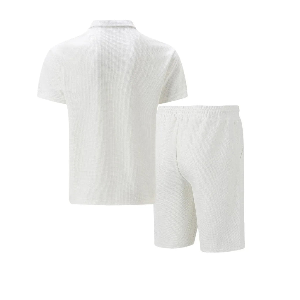 Men's Waffle Zip-Up Short Set