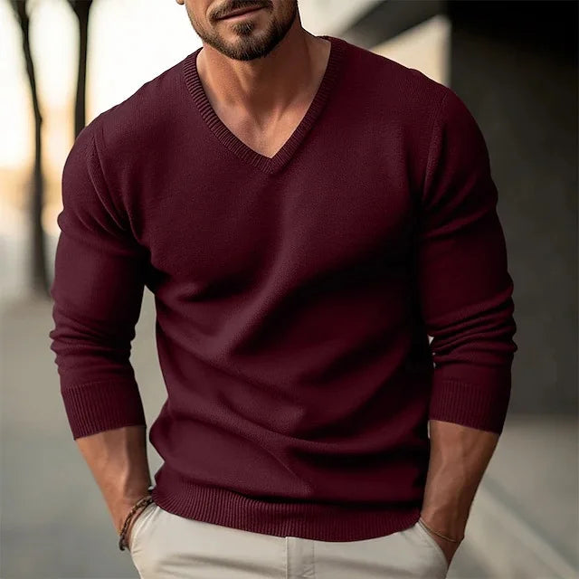 Men's Slim V-Neck Knit Pullover
