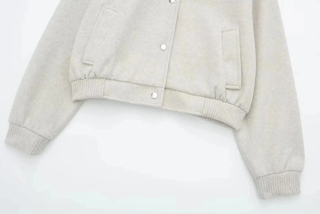 Women's Cropped Wool Bomber Jacket