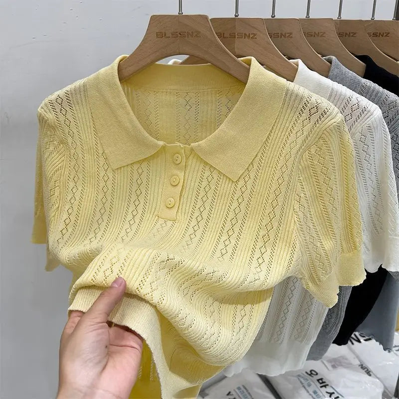Women's Hollow Knit T-Shirt