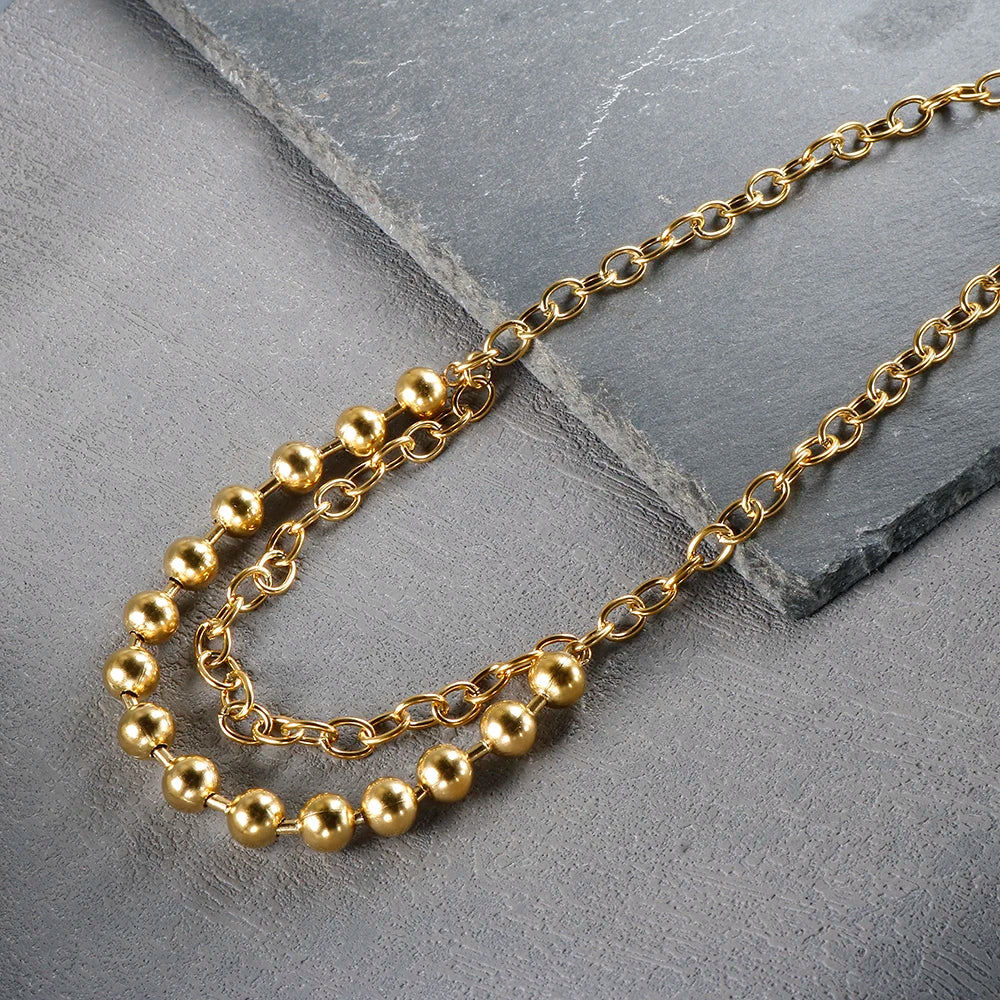 Gold Ball Chain Pendant Choker