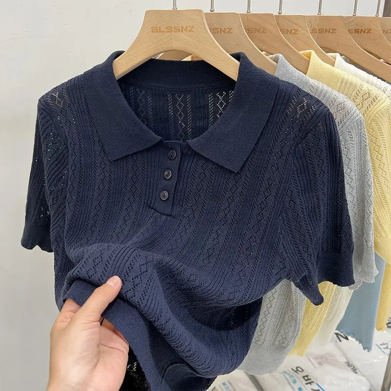 Women's Hollow Knit T-Shirt