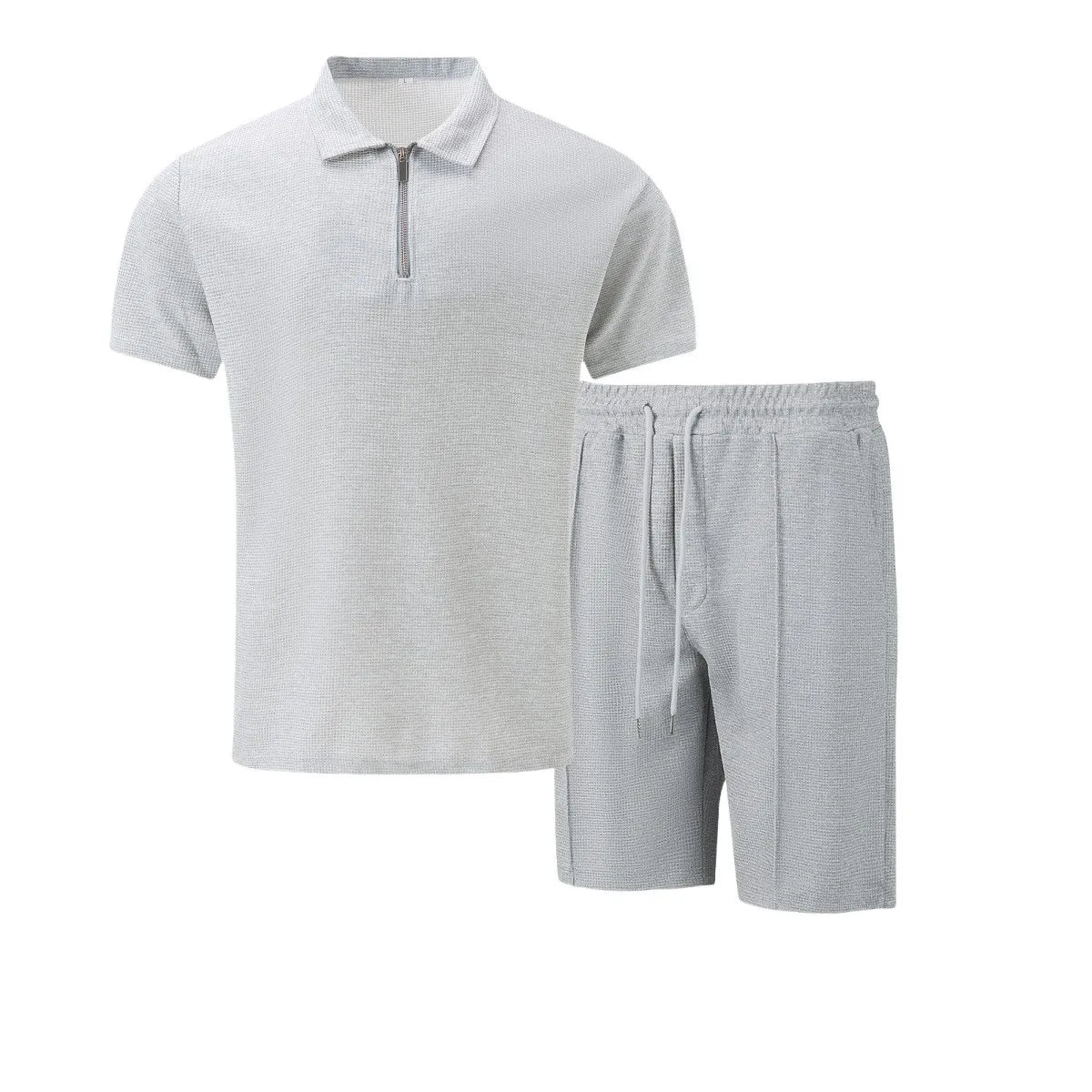 Men's Waffle Zip-Up Short Set