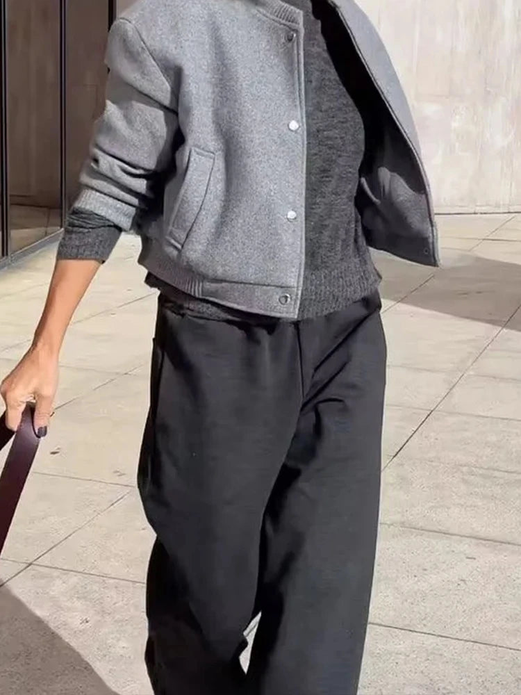 Women's Cropped Wool Bomber Jacket