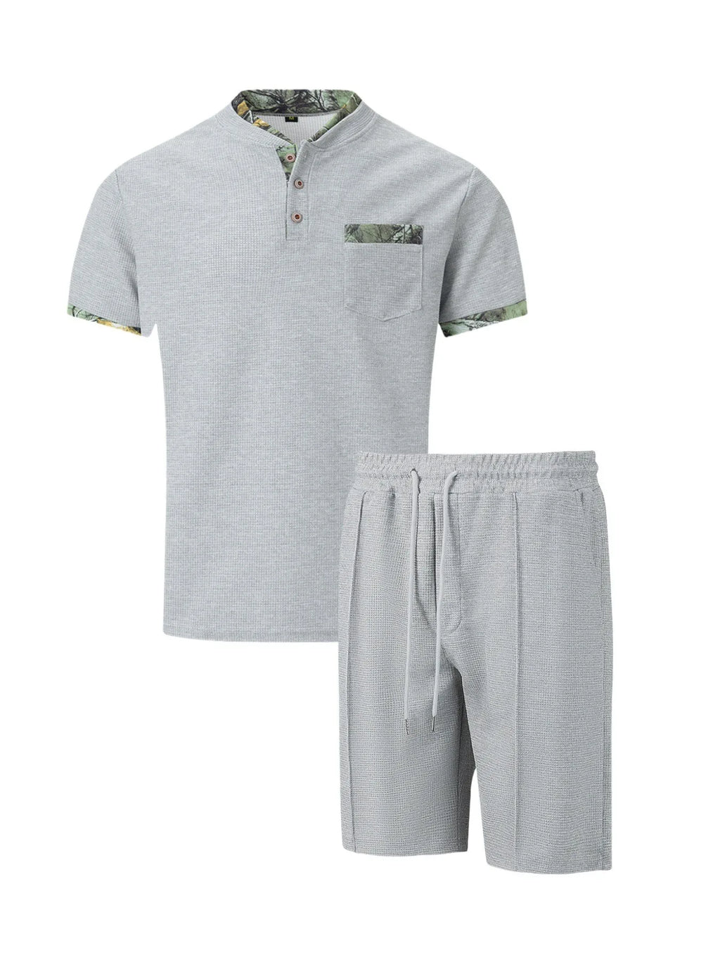 Men's Waffle Zip-Up Short Set