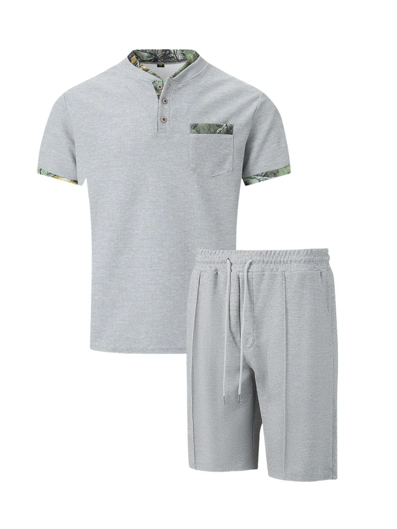 Men's Waffle Zip-Up Short Set