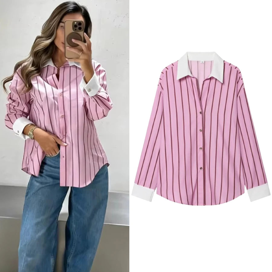 Women's Color Block Single-Breasted Top