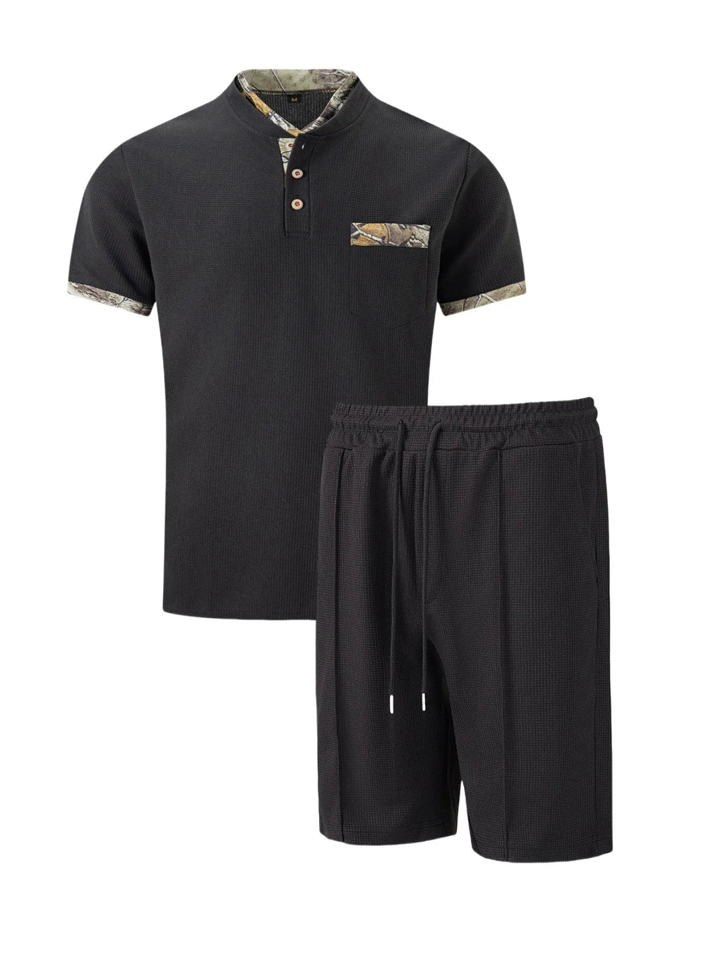 Men's Waffle Zip-Up Short Set