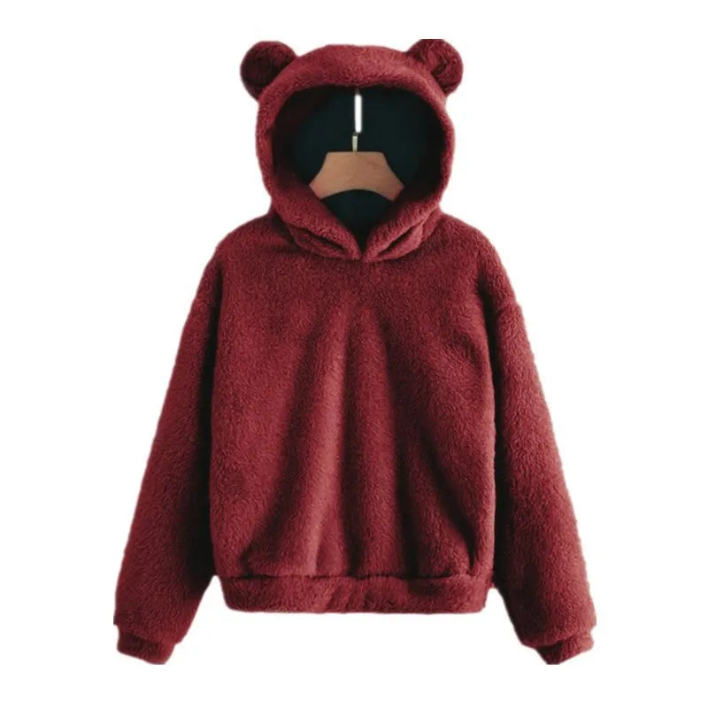 Women's Rabbit Ear Plush Hoodie