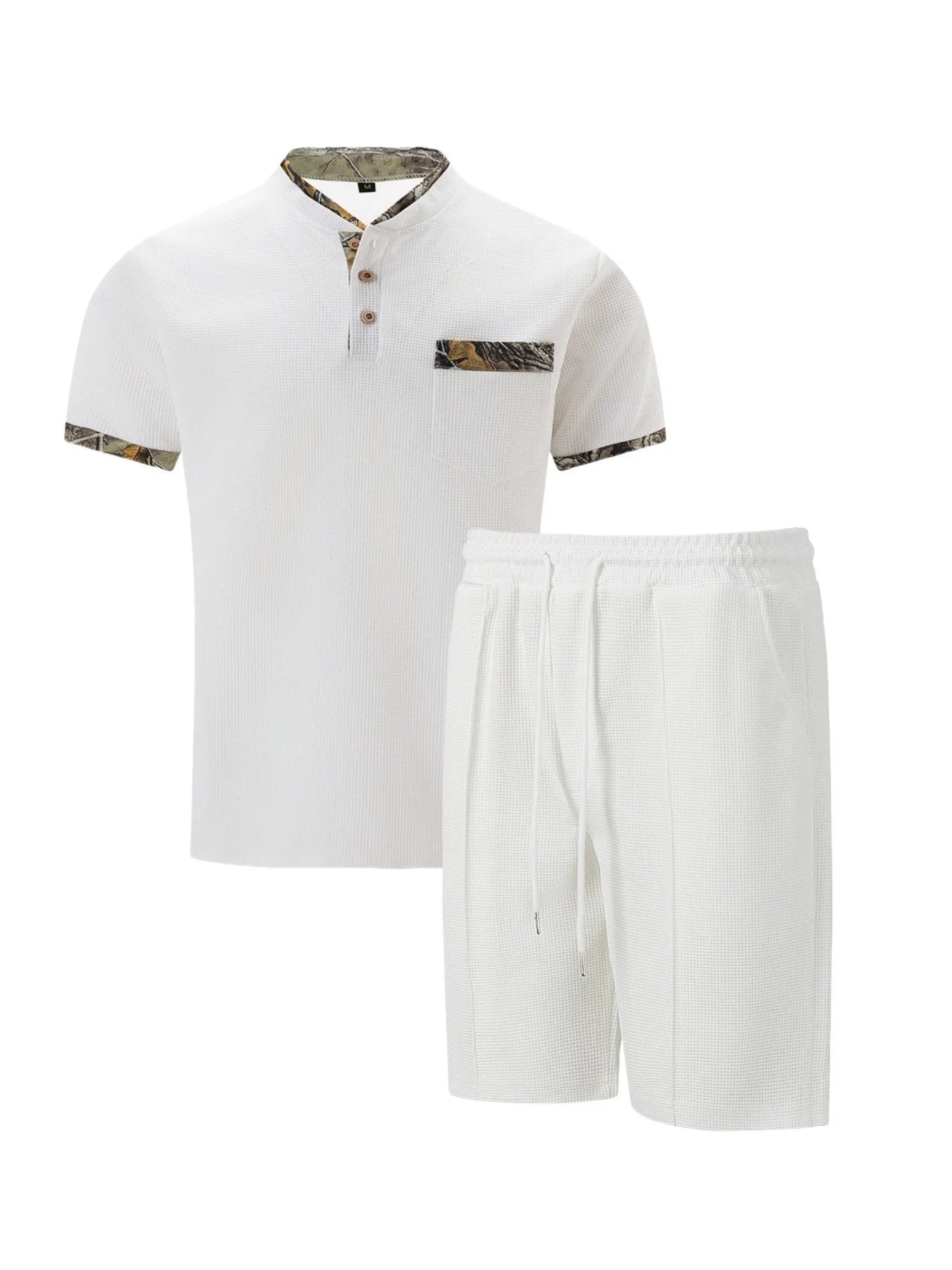 Men's Waffle Zip-Up Short Set