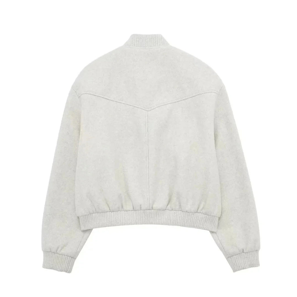 Women's Cropped Wool Bomber Jacket