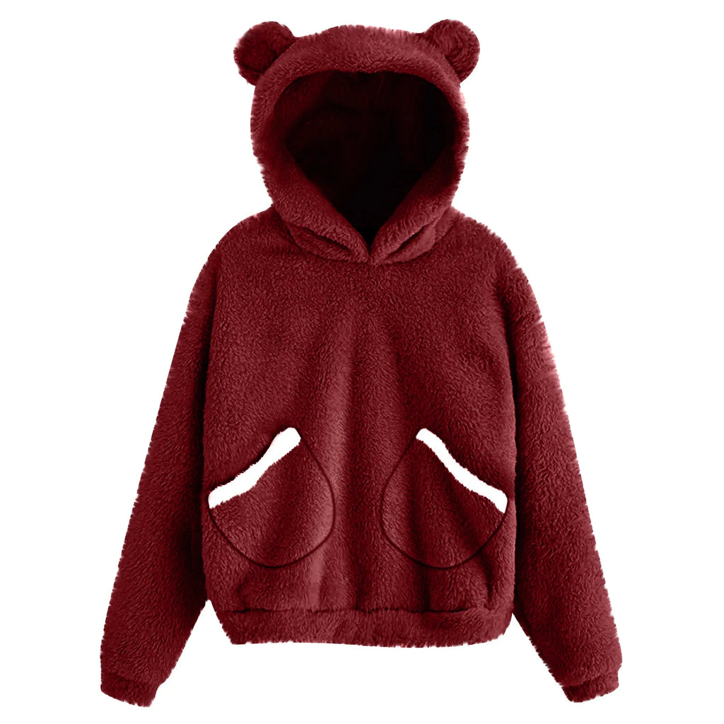 Women's Rabbit Ear Plush Hoodie