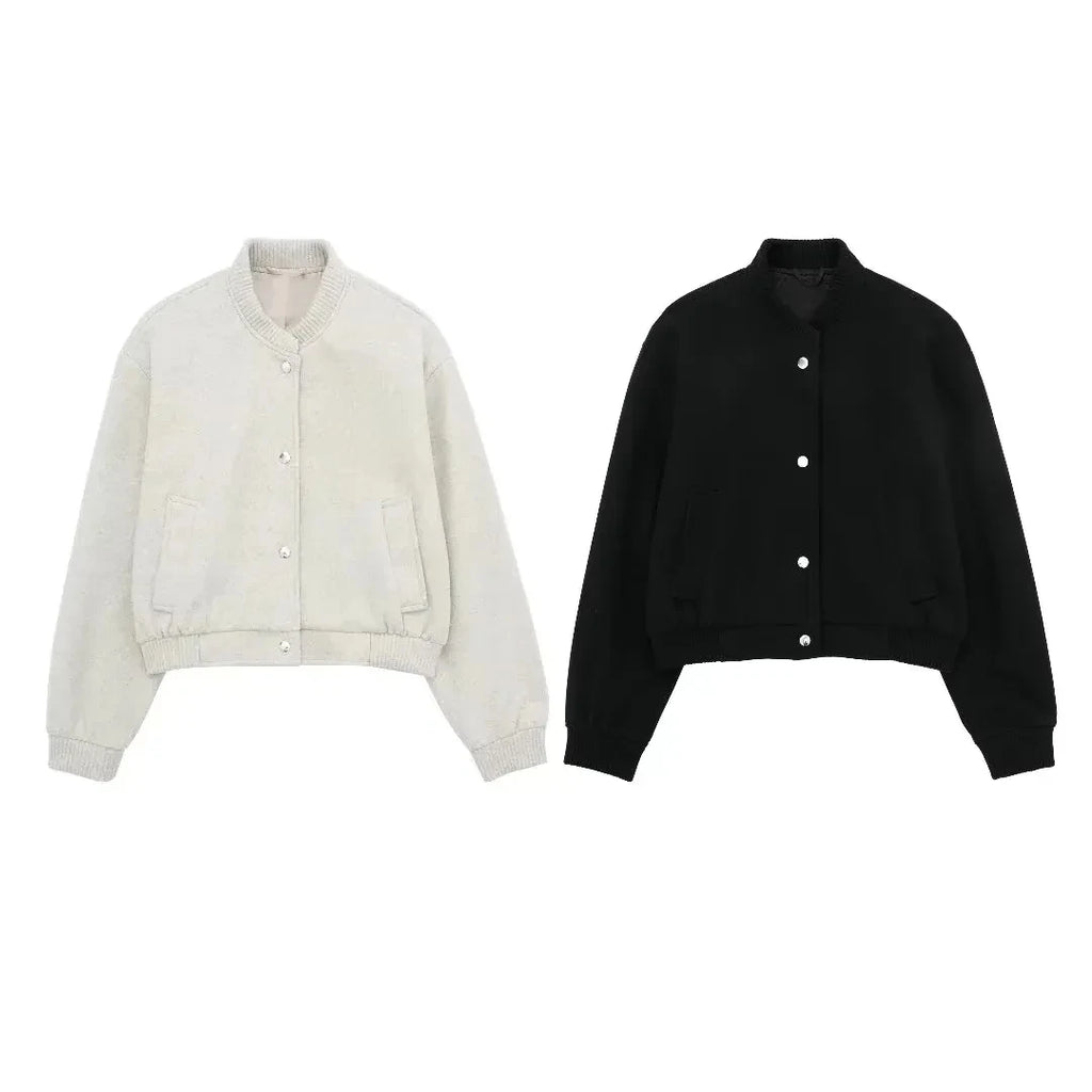 Women's Cropped Wool Bomber Jacket