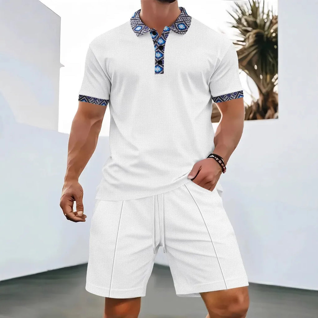 Men's Waffle Zip-Up Short Set