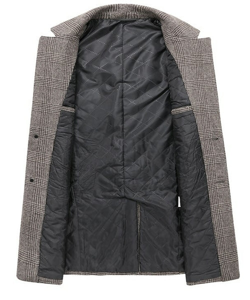 Men's Plaid Wool Coat