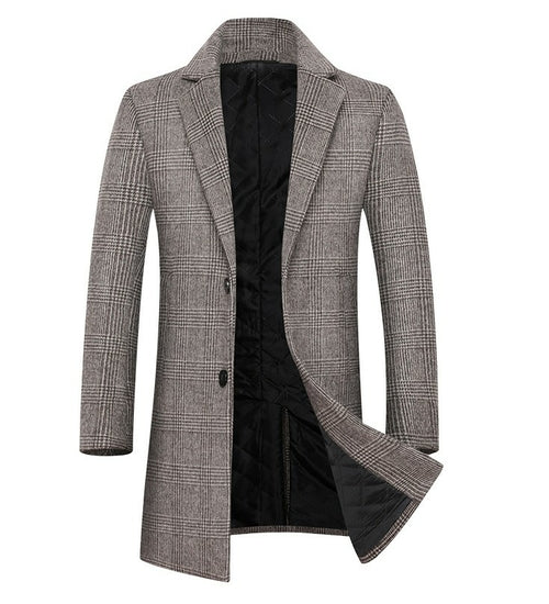 Men's Plaid Wool Coat