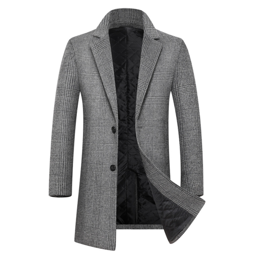 Men's Plaid Wool Coat